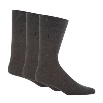 J by Jasper Conran Designer pack of three grey plain socks